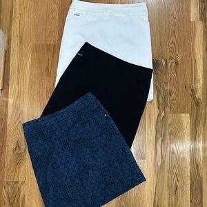 Renuar Women's Pencil Skirt Trio - Black, White, and Blue